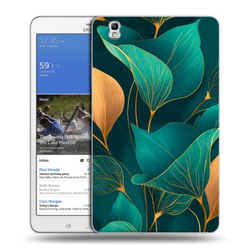 Силиконовый чехол на Samsung Galaxy Tab Pro 8.4 с принтом Листья и золото