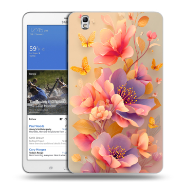 Силиконовый чехол на Samsung Galaxy Tab Pro 8.4 с принтом Цветы и бабочки