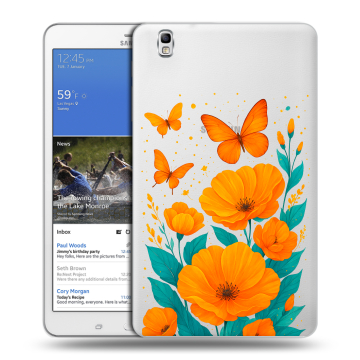 Силиконовый чехол на Samsung Galaxy Tab Pro 8.4 с принтом цветы бабочки