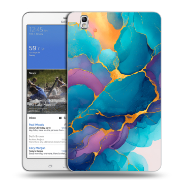 Силиконовый чехол на Samsung Galaxy Tab Pro 8.4 с принтом Мрамор блестки