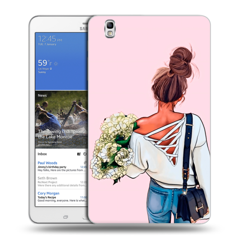 Силиконовый чехол на Samsung Galaxy Tab Pro 8.4 с принтом Девушка и букет Силиконовый чехол на Samsung Galaxy Tab Pro 8.4 с принтом Девушка и букет