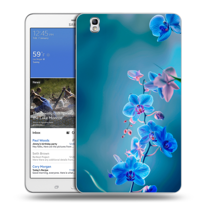 Силиконовый чехол на Samsung Galaxy Tab Pro 8.4 с принтом Голубые цветы Силиконовый чехол на Samsung Galaxy Tab Pro 8.4 с принтом Голубые цветы