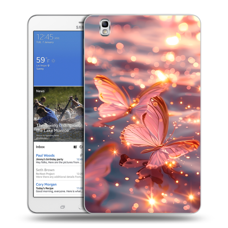 Силиконовый чехол на Samsung Galaxy Tab Pro 8.4 с принтом бабочки розовые Силиконовый чехол на Samsung Galaxy Tab Pro 8.4 с принтом бабочки розовые