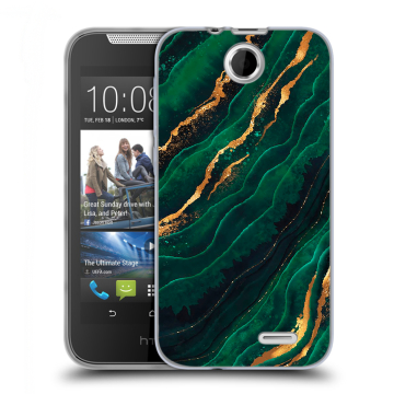 Силиконовый чехол на HTC Desire 310 с принтом Мрамор зеленое золото