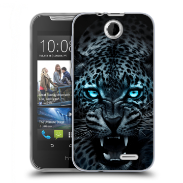 Силиконовый чехол на HTC Desire 310 с принтом Темный леопард