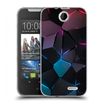 Силиконовый чехол на HTC Desire 310 с принтом Геометрия неона