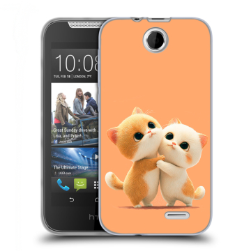 Силиконовый чехол на HTC Desire 310 с принтом Милые котики