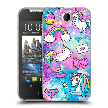 Силиконовый чехол на HTC Desire 310 с принтом Единороги