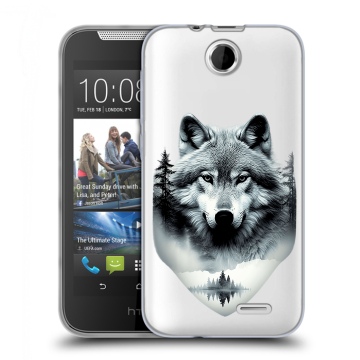 Силиконовый чехол на HTC Desire 310 с принтом Волк в лесу