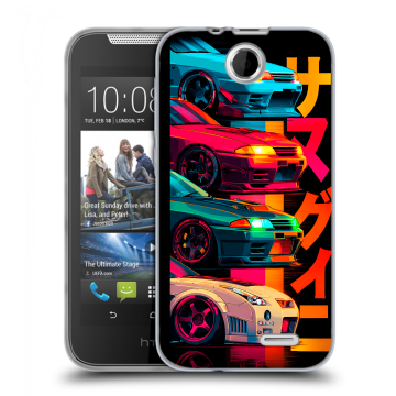 Силиконовый чехол на HTC Desire 310 с принтом Гоночные машины