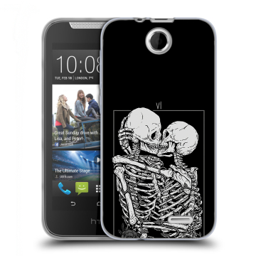 Силиконовый чехол на HTC Desire 310 с принтом Поцелуй скелетов