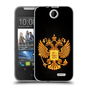 Силиконовый чехол на HTC Desire 310 с принтом Герб России желтый
