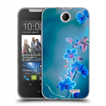 Силиконовый чехол на HTC Desire 310 с принтом Голубые цветы