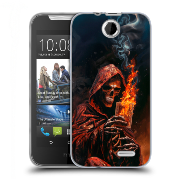 Силиконовый чехол на HTC Desire 310 с принтом Скелет и карты