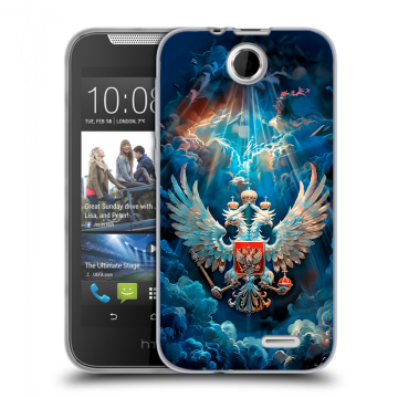 Силиконовый чехол на HTC Desire 310 с принтом Герб флаг России