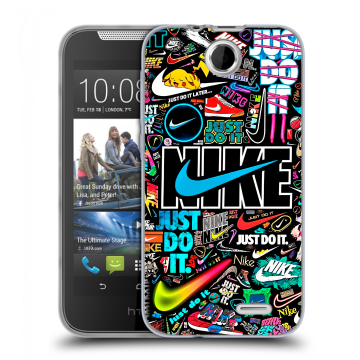Силиконовый чехол на HTC Desire 310 с принтом найк nike черный Силиконовый чехол на HTC Desire 310 с принтом найк nike черный