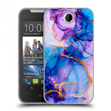 Силиконовый чехол на HTC Desire 310 с принтом синий мрамор