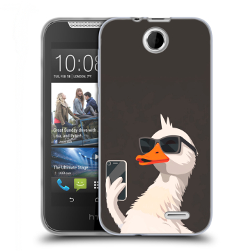 Силиконовый чехол на HTC Desire 310 с принтом утка в очках