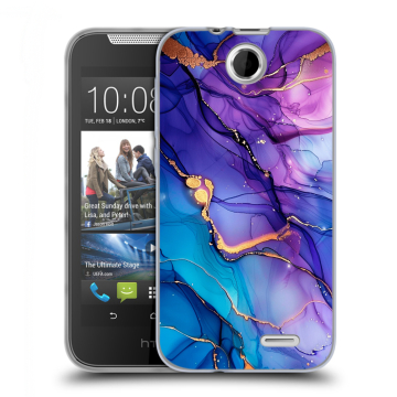 Силиконовый чехол на HTC Desire 310 с принтом синий мрамор