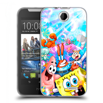 Силиконовый чехол на HTC Desire 310 с принтом спанчбоб спанч боб