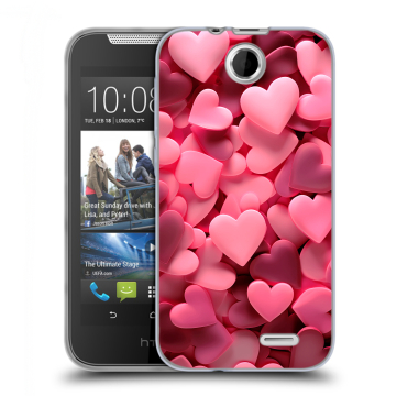 Силиконовый чехол на HTC Desire 310 с принтом розовые сердечки