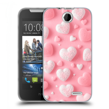 Силиконовый чехол на HTC Desire 310 с принтом Сердечки