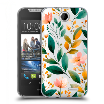 Силиконовый чехол на HTC Desire 310 с принтом Цветы паттерн Силиконовый чехол на HTC Desire 310 с принтом Цветы паттерн