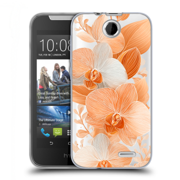 Силиконовый чехол на HTC Desire 310 с принтом Бежевые цветы Силиконовый чехол на HTC Desire 310 с принтом Бежевые цветы