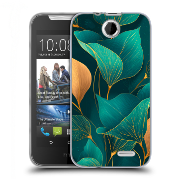 Силиконовый чехол на HTC Desire 310 с принтом Листья и золото Силиконовый чехол на HTC Desire 310 с принтом Листья и золото