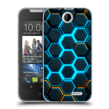 Силиконовый чехол на HTC Desire 310 с принтом Неоновые соты Силиконовый чехол на HTC Desire 310 с принтом Неоновые соты