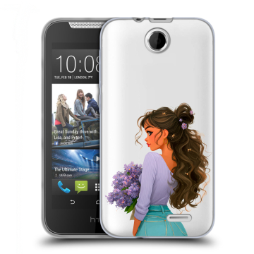 Силиконовый чехол на HTC Desire 310 с принтом девушка цветы Силиконовый чехол на HTC Desire 310 с принтом девушка цветы