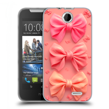 Силиконовый чехол на HTC Desire 310 с принтом Розовые бантики
