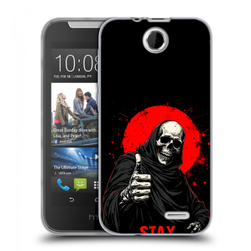 Силиконовый чехол на HTC Desire 310 с принтом смешной скелет Силиконовый чехол на HTC Desire 310 с принтом смешной скелет
