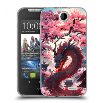 Силиконовый чехол на HTC Desire 310 с принтом Дракон Японский