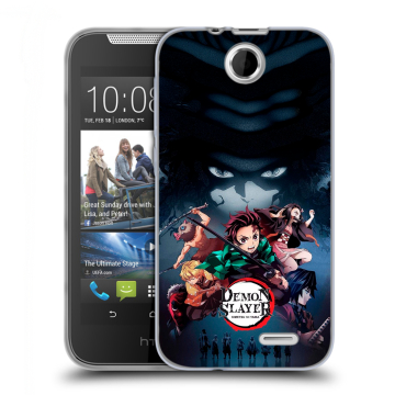 Силиконовый чехол на HTC Desire 310 с принтом Demon Slayer Клинок рассекающий демонов