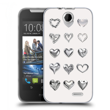 Силиконовый чехол на HTC Desire 310 с принтом Y2K сердечки