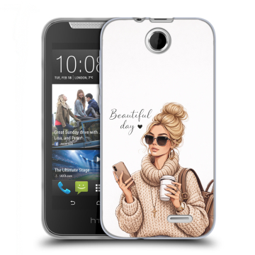 Силиконовый чехол на HTC Desire 310 с принтом женский