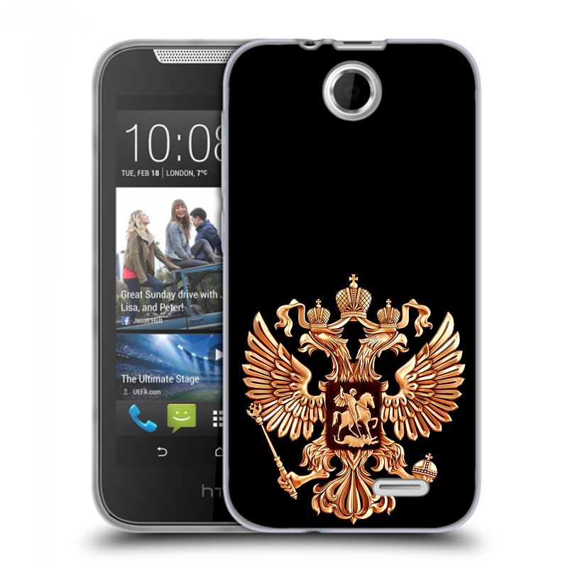 Силиконовый чехол на HTC Desire 310 с принтом Герб России золотой Силиконовый чехол на HTC Desire 310 с принтом Герб России золотой