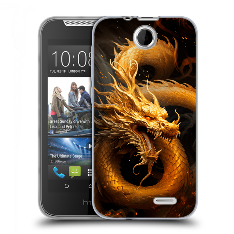 Силиконовый чехол на HTC Desire 310 с принтом Золотой дракон Силиконовый чехол на HTC Desire 310 с принтом Золотой дракон