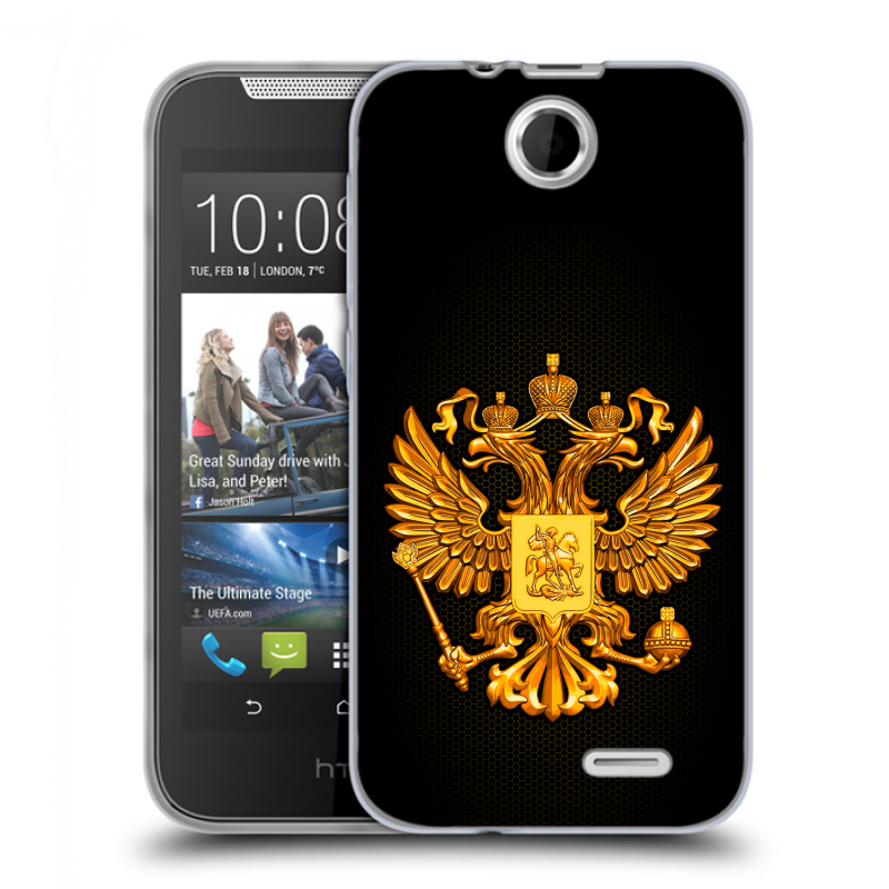 Силиконовый чехол на HTC Desire 310 с принтом Герб России желтый Силиконовый чехол на HTC Desire 310 с принтом Герб России желтый