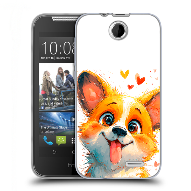 Силиконовый чехол на HTC Desire 310 с принтом корги Силиконовый чехол на HTC Desire 310 с принтом корги