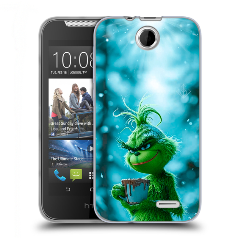 Силиконовый чехол на HTC Desire 310 с принтом Новый год гринч Силиконовый чехол на HTC Desire 310 с принтом Новый год гринч