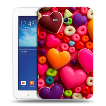 Силиконовый чехол на планшета Samsung Galaxy Tab 3 Lite с принтом Сердечки Силиконовый чехол на планшета Samsung Galaxy Tab 3 Lite с принтом Сердечки
