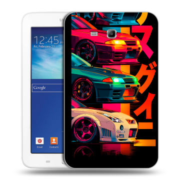 Силиконовый чехол на Samsung Galaxy Tab 3 Lite с принтом Гоночные машины Силиконовый чехол на Samsung Galaxy Tab 3 Lite с принтом Гоночные машины
