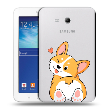 Силиконовый чехол на Samsung Galaxy Tab 3 Lite с принтом Корги Силиконовый чехол на Samsung Galaxy Tab 3 Lite с принтом Корги