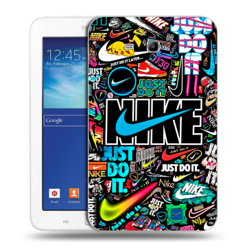 Силиконовый чехол на Samsung Galaxy Tab 3 Lite с принтом найк nike черный Силиконовый чехол на Samsung Galaxy Tab 3 Lite с принтом найк nike черный