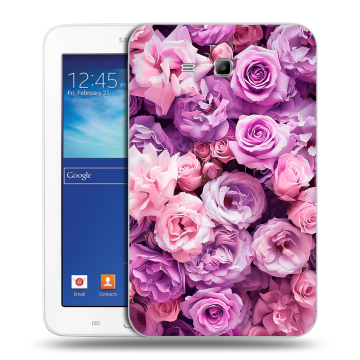 Силиконовый чехол на Samsung Galaxy Tab 3 Lite с принтом лавандовые розы
