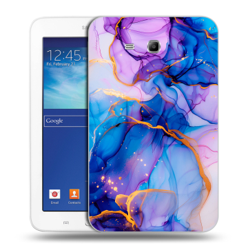 Силиконовый чехол на Samsung Galaxy Tab 3 Lite с принтом синий мрамор Силиконовый чехол на Samsung Galaxy Tab 3 Lite с принтом синий мрамор