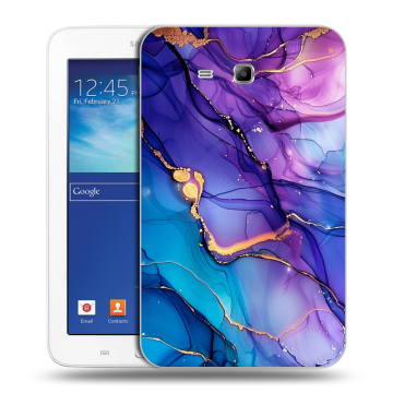 Силиконовый чехол на Samsung Galaxy Tab 3 Lite с принтом синий мрамор Силиконовый чехол на Samsung Galaxy Tab 3 Lite с принтом синий мрамор