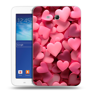 Силиконовый чехол на Samsung Galaxy Tab 3 Lite с принтом розовые сердечки Силиконовый чехол на Samsung Galaxy Tab 3 Lite с принтом розовые сердечки